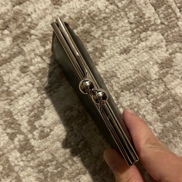 Abas Coin Purse Womens Small Black Leather Kiss Lock Accordion Card Wallet - Picture 5 of 11